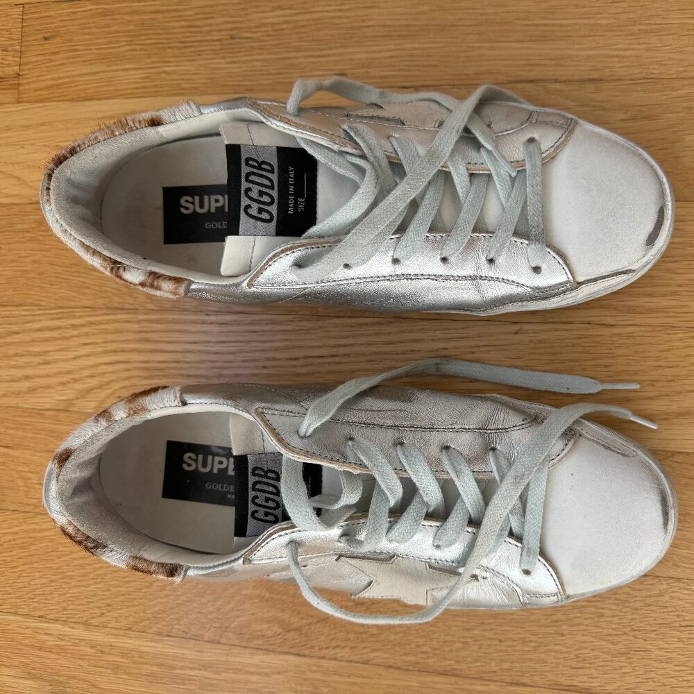 Golden Goose Cream and Brown Lace-Up Sneakers